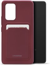 Mobilize Rubber Gelly Card Telefoonhoesje geschikt voor Samsung Galaxy A53 Hoesje Flexibel TPU Backcover met Pasjeshouder - Bordeaux