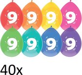 40 x ballonnen - 9 jaar - diverse kleuren