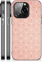 Telefoon Hoesje iPhone 14 Pro Hippe Hoesjes met Zwarte rand Pattern Orange