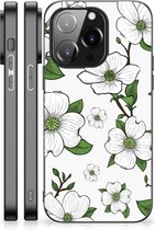 Smartphone Hoesje iPhone 14 Pro Trendy Telefoonhoesjes met Zwarte rand Dogwood Flowers