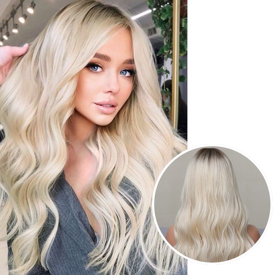 SassyGoods® Blonde Pruik - Pruiken Dames Lang Haar - Wig - Incl. Haarnetje  - 70 cm | bol.com