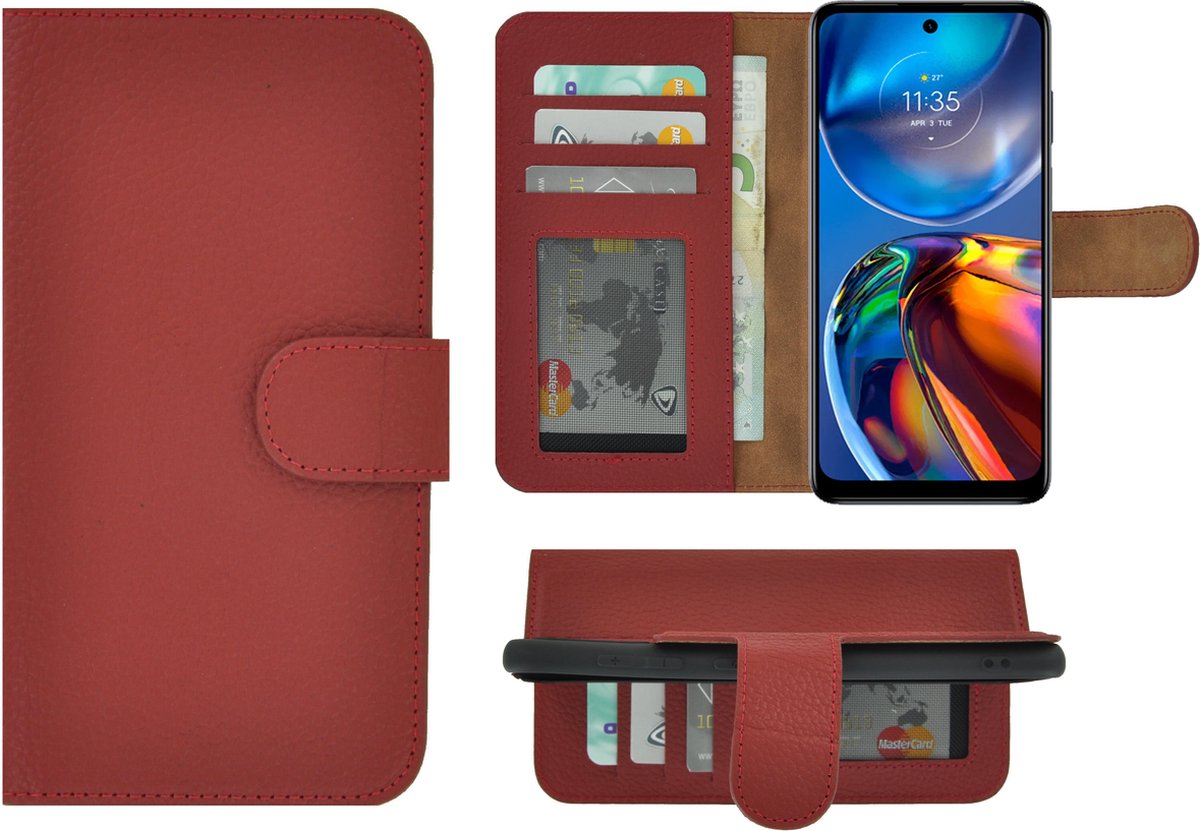 MoDo hoesje Geschikt voor Motorola Moto E32/ E32s - Leer Book Case - Rood