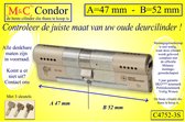 M&C Condor - High Security deurcilinder - SKG*** - 47x52 mm - Politiekeurmerk Veilig Wonen  -  inclusief gereedschap montageset