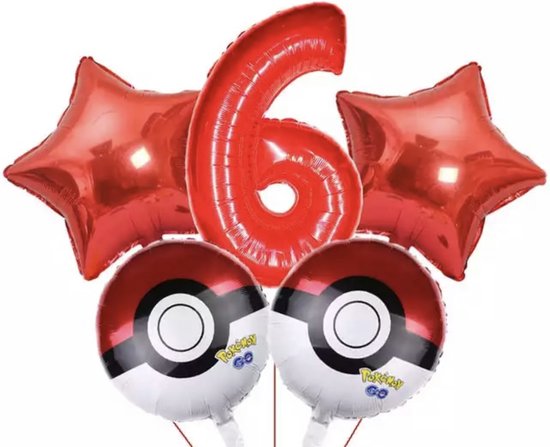 Pokemon Feestversiering-Pokemon Ballonnen-Pikachu Ballon-Pokemon Feestpakket-Kinderfeetstje Pokemon-Verjaardagsfeest-Ballonnen Pakket-Leeftijd Ballon 6 jaar-Ballonnen 5 stuks-Pikachu Ballon-Verjaardag jongen pokemon/Themafeest Pokemon/Pikachu/Pokebal