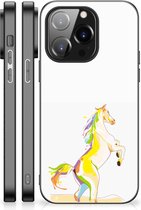 GSM Hoesje iPhone 14 Pro Leuk TPU Back Case met Zwarte rand Horse Color