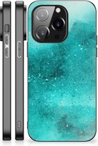 Siliconen Hoesje iPhone 14 Pro Telefoon Hoesje met Zwarte rand Painting Blue