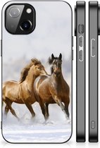TPU Back Cover Geschikt voor iPhone 14 Smartphone Hoesje met Zwarte rand Paarden