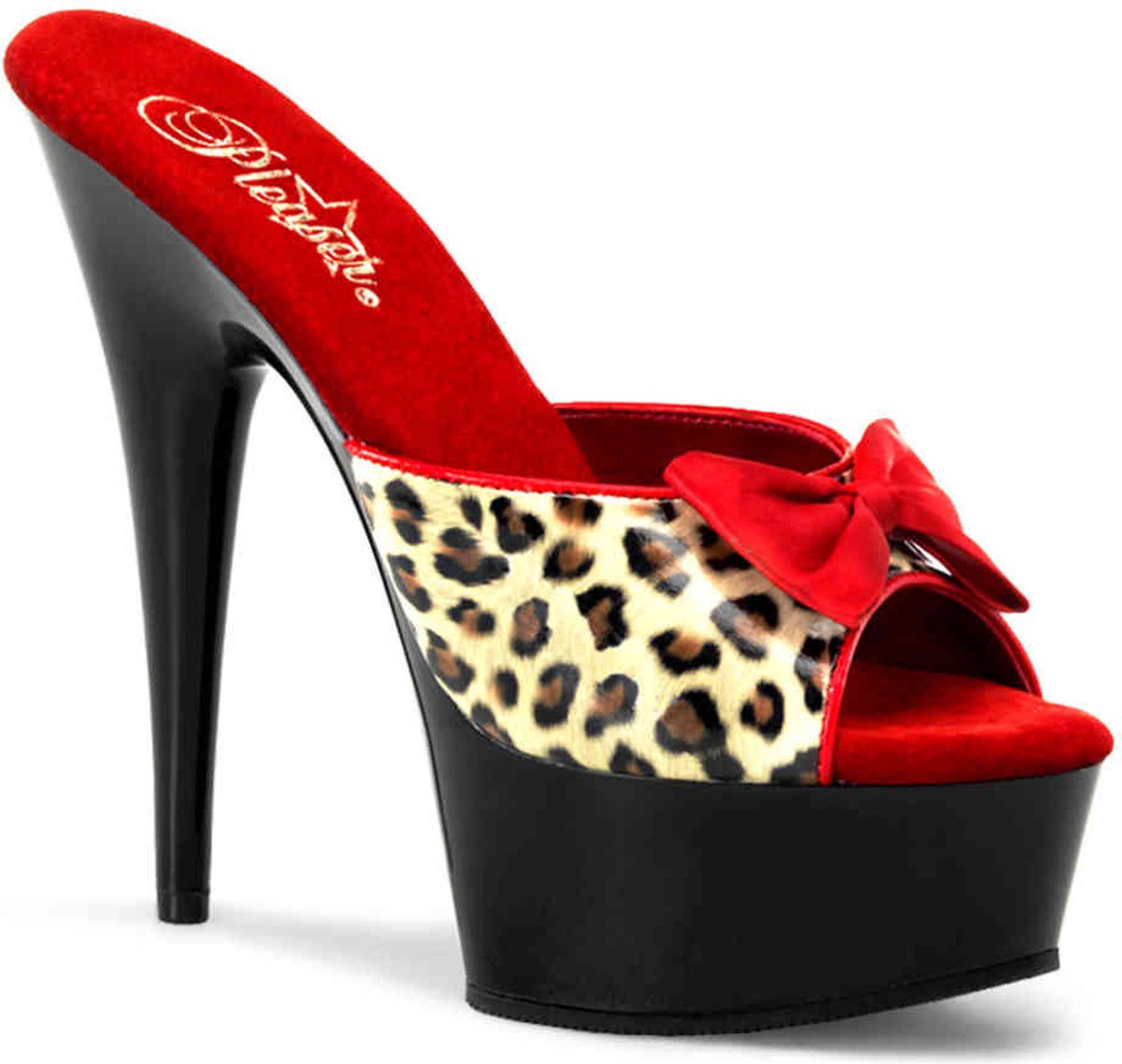 Pleaser - DELIGHT6016 Muiltjes - Paaldans schoenen - 38 Shoes - Rood/Bruin