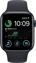 Apple Watch SE 2022 - Smartwatch heren en dames - 44 mm - Middernacht Aluminium