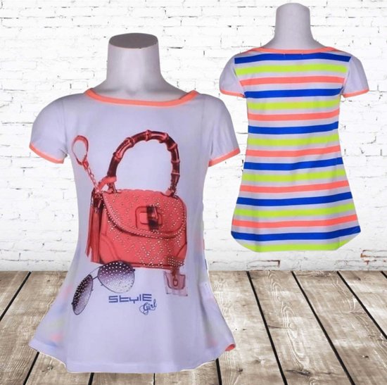 T-shirt tas zalm -s&C-98/104-t-shirts meisjes