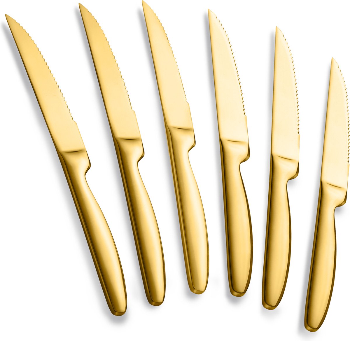 Set van 6 steakmessen RVS 6delige messenset 6 stuks 22cm Goud