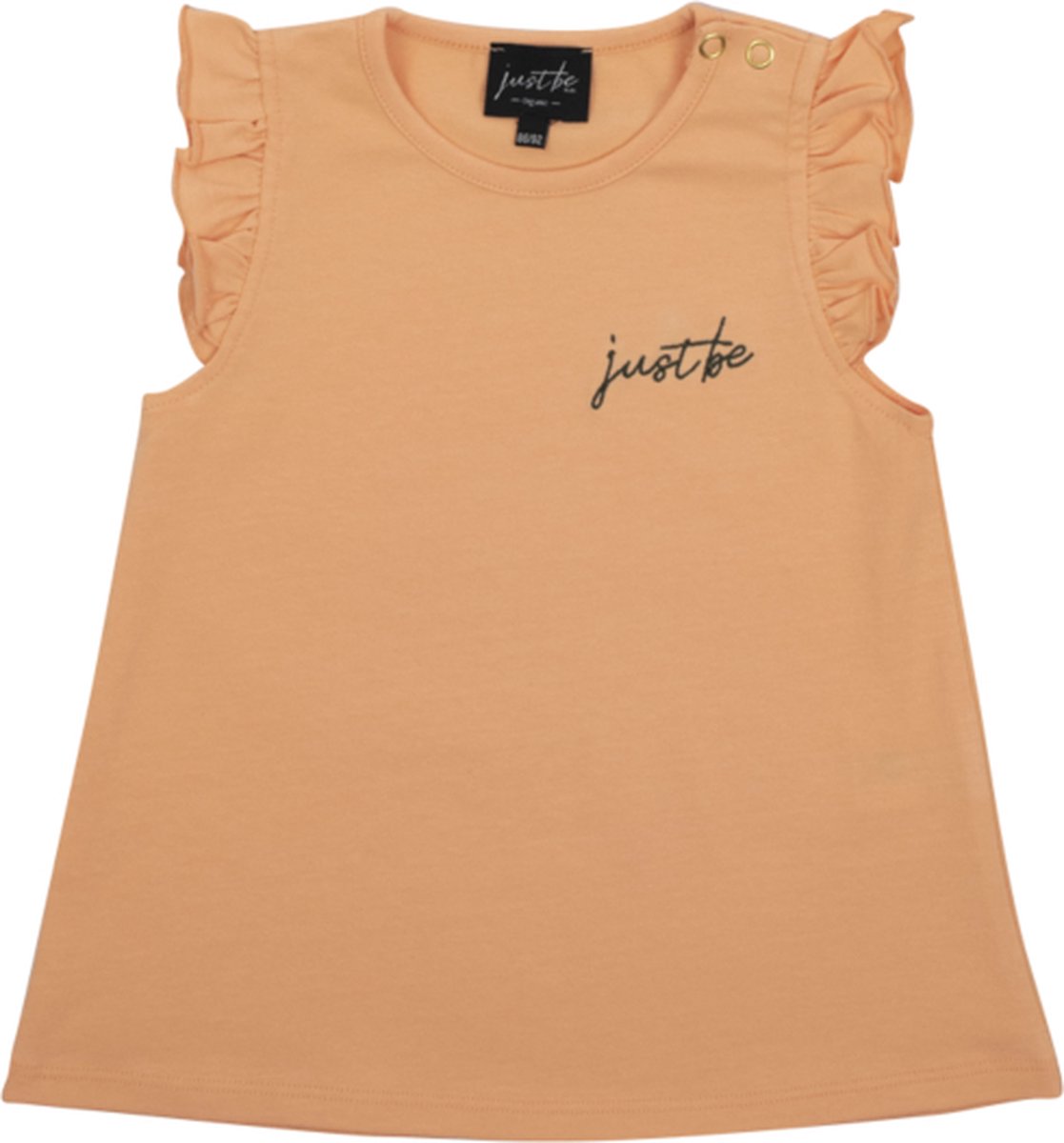 Ruffle peach t-shirt maat 110/116