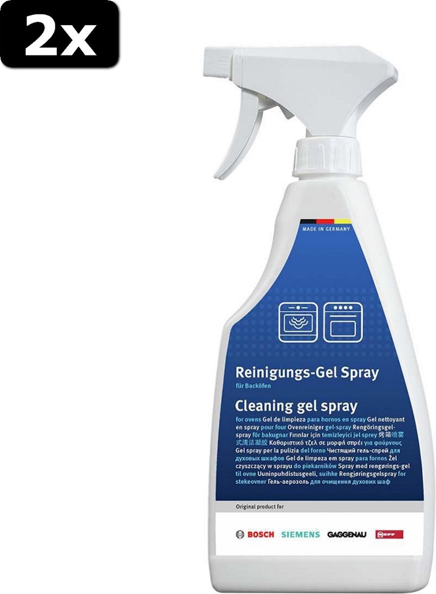 2x Bosch 00311860 Reinigingsgel-spray Voor Ovens - 500 Ml