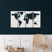 Wanddecoratie | Wereldkaart / World Map| Metal - Wall Art | Muurdecoratie | Woonkamer | Buiten Decor |Wit| 120x66cm