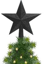 Kerstster/kerstboom piek/topper - zwart - H19 cm - glitter - Kerstversiering