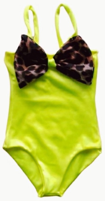 Maat 164  Zwempak badpak zwemkleding neon geel fel gele badkleding voor baby en kind zwem kleding