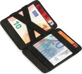 Hunterson compacte Portemonnee voor heren en dames uit leder, Kaarthouder met RFID-bescherming, Portefeuille met plaats voor 8 kaarten, Magic Wallet, Zwart