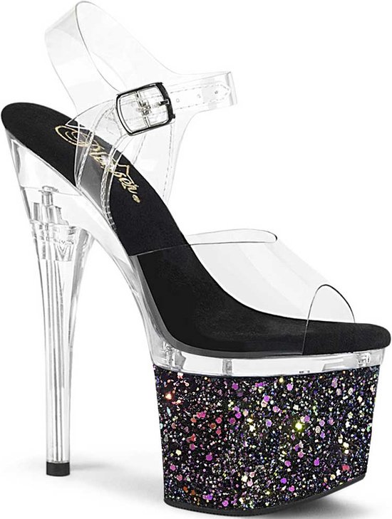plaire. Sandale à bride de cheville, chaussures de pole dance -39 Shoes- ESTEEM-708LG US 9 Transparent/ Zwart