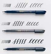 Zebra Fude Sign Brush Pennen, Set van 3 Super Fine, Fine, Medium Kleur ink: Zwart