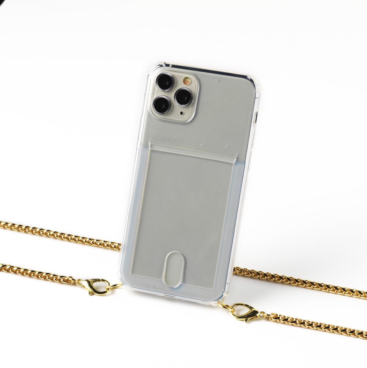 Apple iPhone 13 silicone hoesje transparant met gouden ketting
