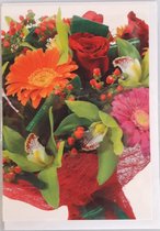 Een blanco kaart met een bos vol verschillende bloemen.  Een leuke kaart om zo te geven of om bij een cadeau te voegen. Een dubbele wenskaart inclusief envelop en in folie verpakt.