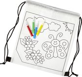 rugzakje Vlinder Bloemen om zelf te kleuren met stiften tas voor kinderen