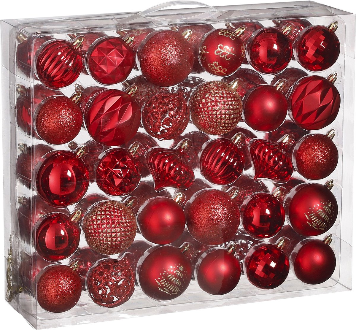 House of Seasons Plastic Kerstballen Set - 60 Stuks - Ø7 cm - Rood