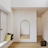 LW Collection wandspiegel goud halfrond 60x120 cm metaal - grote spiegel muur - industrieel - woonkamer gang - badkamerspiegel