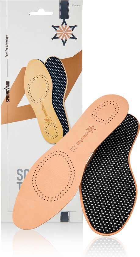 Springyard Therapy Leather Insoles - inlegzolen leer - droge voeten - frisse schoenen - 1 paar - maat 38