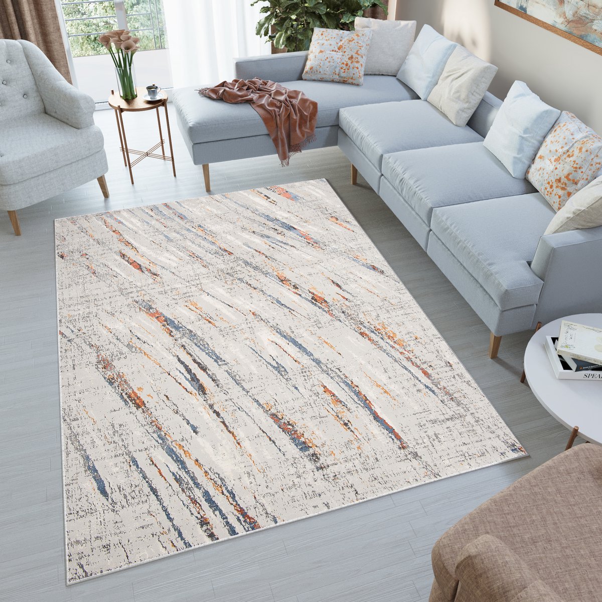 Tapiso Venezia Vloerkleed Abstract Woonkamer Tapijten Maat- 240x330 Beige Oranje