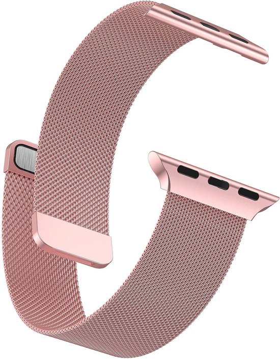 Rosé Bandje geschikt voor Apple Watch 44 mm / 45 mm / 49 mm / 42 mm Series 1 / 2 / 3 / 4 / 5 / 6 / 7 / 8 / SE / Ultra - Milanees Horlogebandje