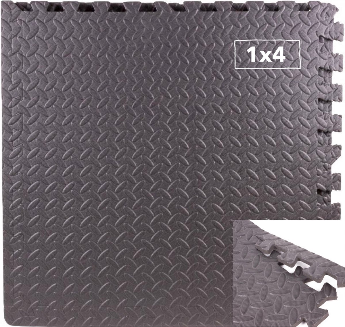 Fitnessmat - Puzzelmat - Sportmat - Yogamat - 4 stuks - 60x60x1,2 cm - Antraciet grijs zacht- Totaal 120x120cm
