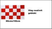 Vlag rood/wit geblokt 90cm x 150cm - Festival thema feest Brabant party decoratie