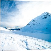 WallClassics - Acrylglas - Sneeuwvlakte in de Bergen - 80x80 cm Foto op Acrylglas (Wanddecoratie op Acrylaat)