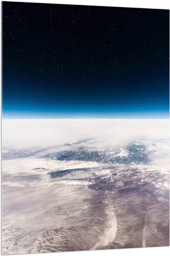 WallClassics - Acrylglas - Uitzicht over de Aarde in de Ruimte - 100x150 cm Foto op Acrylglas (Wanddecoratie op Acrylaat)