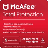 McAfee Total Protection Beveiligingssoftware - 1 jaar / 5 apparaten - Nederlands - PC/Mac/iOS/Android Download
