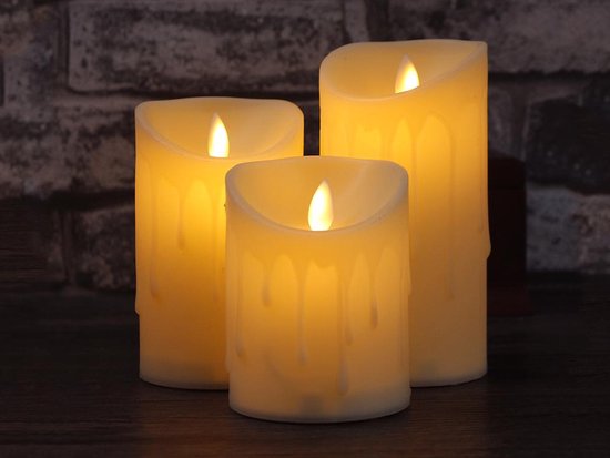 Led kaarsen set van 3 - Echte Wax - Vlamloze veilige kaars - batterij -  Brandveilig -... | bol.com