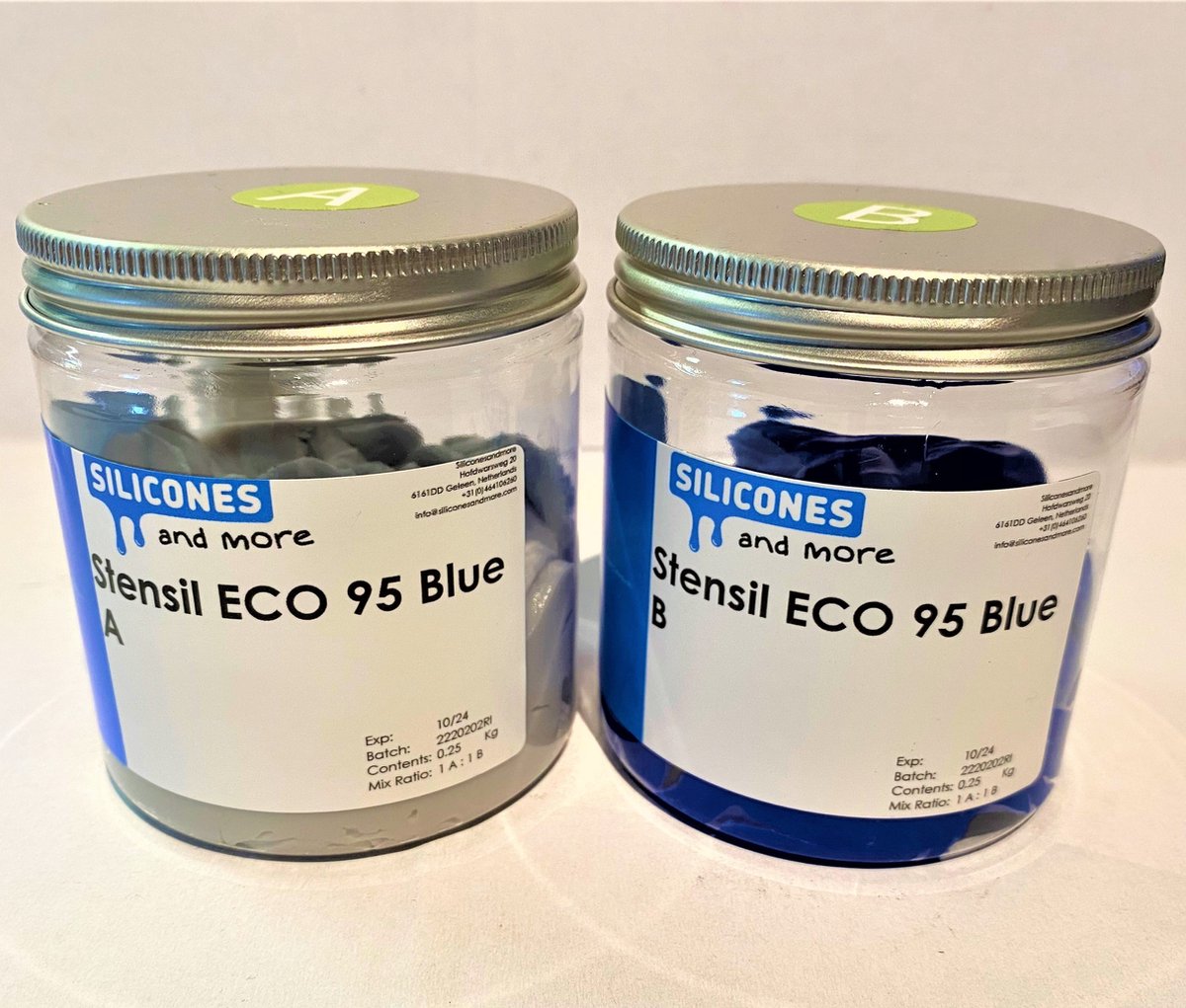 Stensil ECO 95 Blue, kneedbare siliconen Shore A 95 - 500 Gr. Set