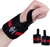 Umbro Wrist Wraps - 2 Stuks - Voor Fitness, Crossfit en Krachttraining - Rood/ Zwart