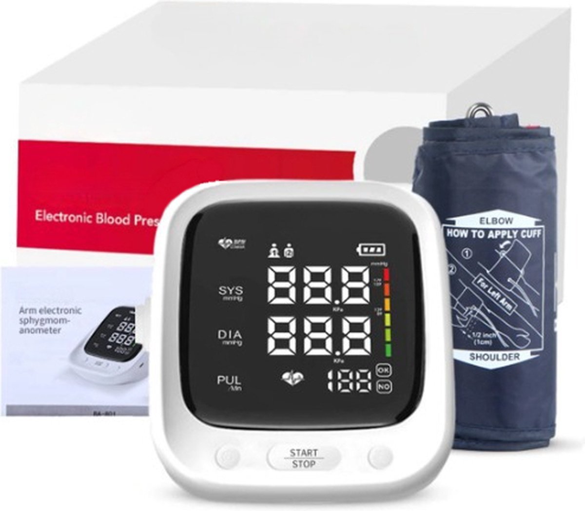 HealthLife Slimme Bovenarm bloeddrukmeter - Hartslagmeter - Hartritmestoornis herkenning - Eenvoudig in gebruik