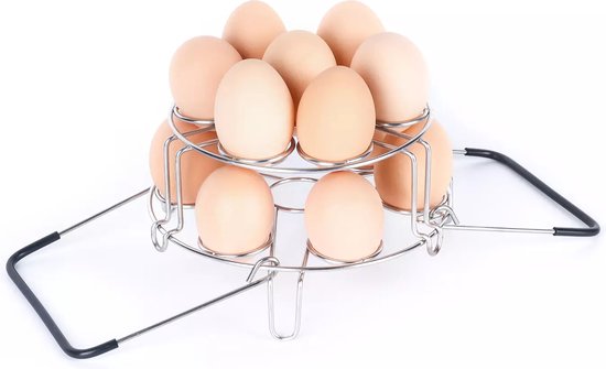 Ziva 2-laags RVS Eieren stoomrek met hittenbestendige handgrepen - Ziva