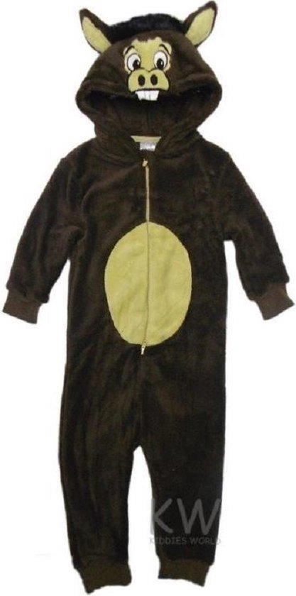 Donkey onesie - taille 110/116 - Costume d'animal homesuit - marron