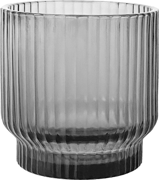 XLBoom VOLTA - Vaas / IJsemmer geribbeld glas - GRIJS - Ø15 x h15cm