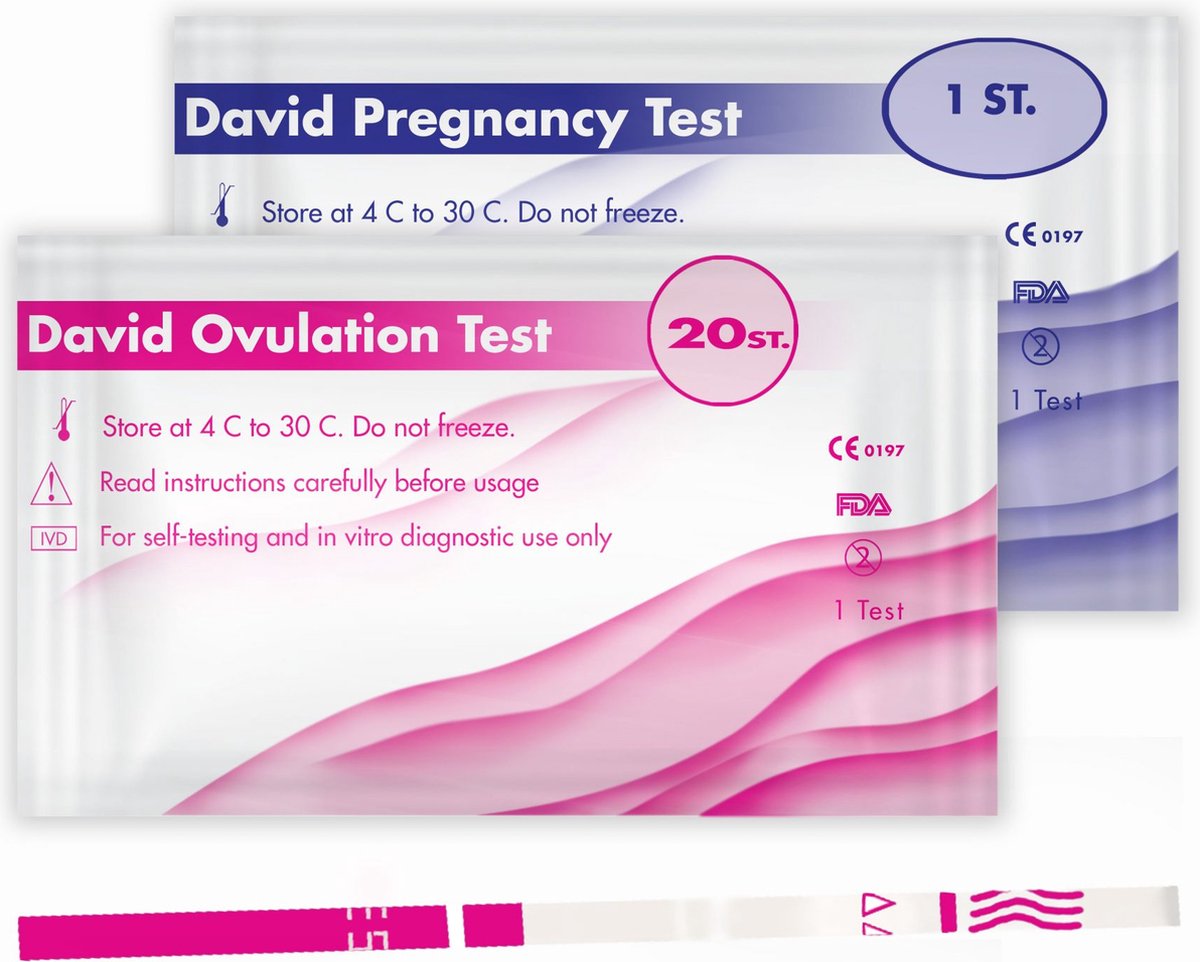 Ovulatietest 20 stuks + Zwangerschapstest Merk David - David