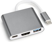 Adaptateur USB-C vers HDMI, USB-A et USB-C PD 60W - DP 1.2 / HDMI 1.4 / DP Alt Mode (4K 30Hz) / Gris - 0 mètre