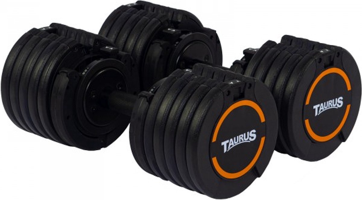 Taurus Selectabell PLUS- Verstelbare Halter - 4,5 t/m 25 kg – set van 2 dumbbells inclusief standaard – Dumbbell – Verstelbare Dumbbell - dumbell -