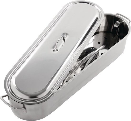 Pas de poêle à poisson en acier inoxydable avec insert 50cm