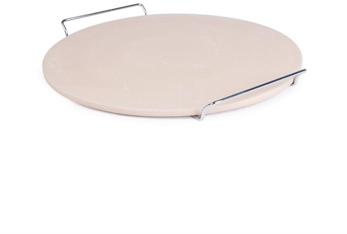 Kitchen & Deco Pizzasteen met Metalen Houder - Ø38cm