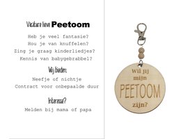 Sleutelhanger Wil jij mijn Peetoom zijn? | beige | vacature | peter vragen | peter worden | peetoom vragen | peetoom worden