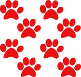 Hondenpootje / hondenpootjes - rood - autostickers - 8 stuks – 4 cm x 5 cm – pootafdruk - hondensticker